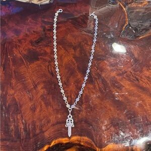 Chrome Hearts Silver Dagger Pendant Necklace